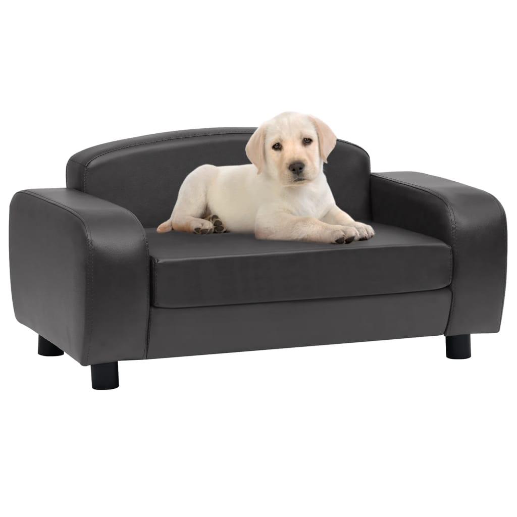 Hundesofa 80x50x40 cm kunstlæder mørkegrå