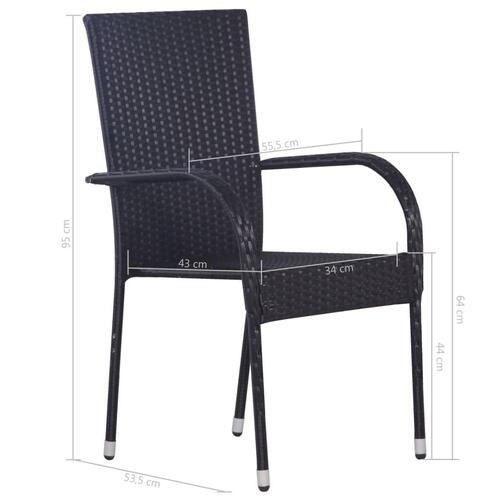 Stabelbare havestole 2 stk. polyrattan sort