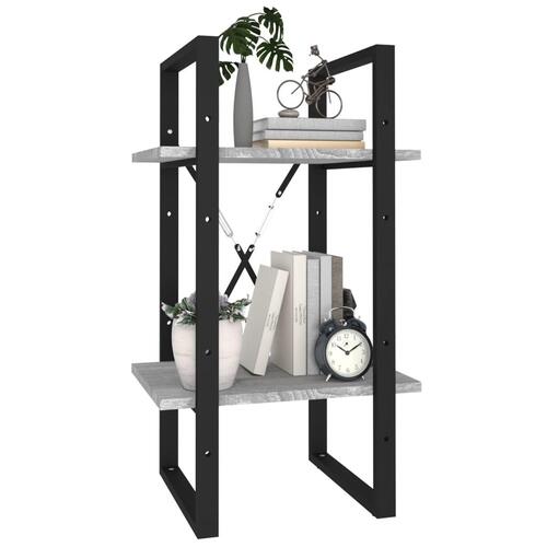 Bogreol m. 2 hylder 40x30x70 cm konstrueret træ grå sonoma