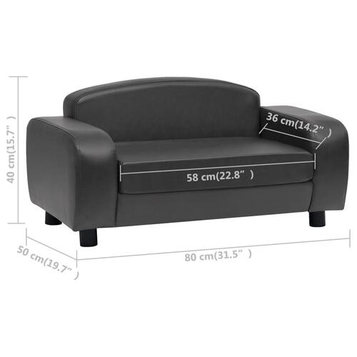 Hundesofa 80x50x40 cm kunstlæder mørkegrå