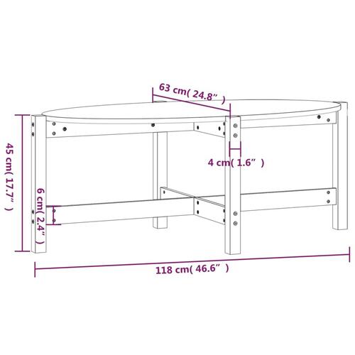 Sofabord 118x63x45 cm massivt fyrretræ gyldenbrun