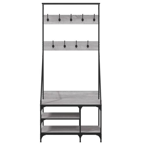Tøjstativ med skoopbevaring 80x40x184 cm grå sonoma-eg
