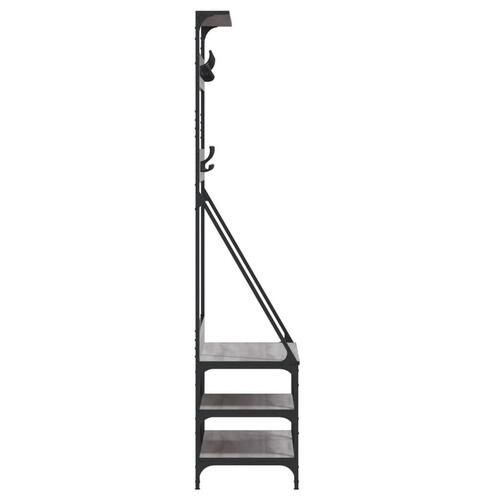 Tøjstativ med skoopbevaring 80x40x184 cm grå sonoma-eg