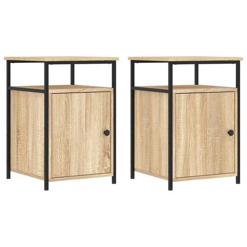 Sengeborde 2 stk. 40x42x60 cm konstrueret træ sonoma-eg