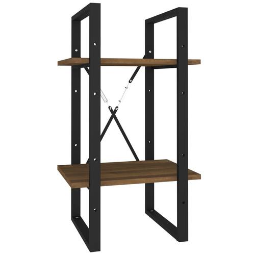 Bogreol m. 2 hylder 40x30x70 cm konstrueret træ brun egetræ