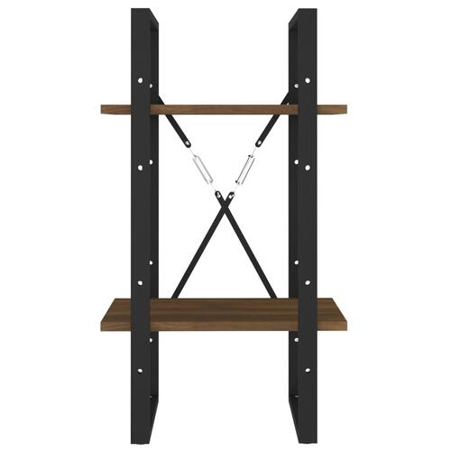 Bogreol m. 2 hylder 40x30x70 cm konstrueret træ brun egetræ