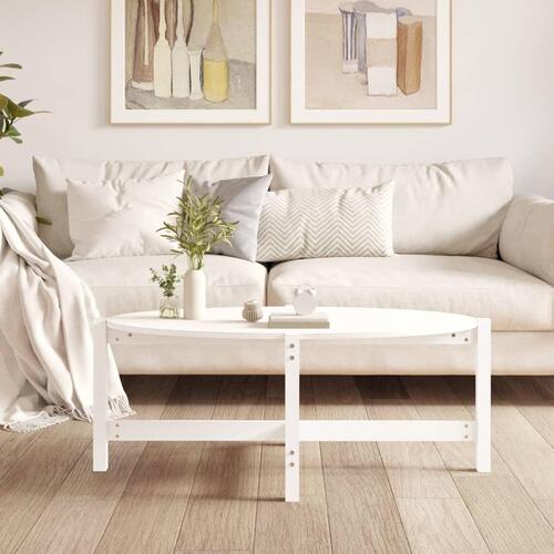 Sofabord 118x63x45 cm massivt fyrretræ hvid