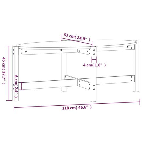 Sofabord 118x63x45 cm massivt fyrretræ hvid