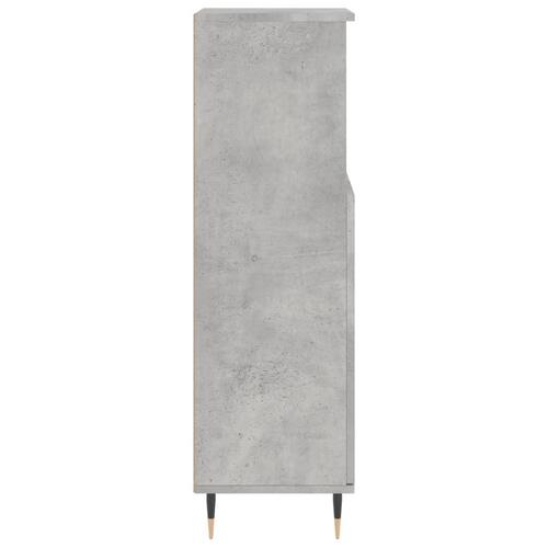 Badeværelsesskab 30x30x100 cm konstrueret træ betongrå