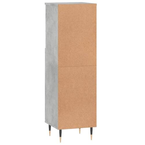 Badeværelsesskab 30x30x100 cm konstrueret træ betongrå