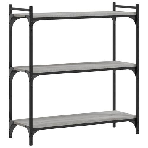 Bogreol 3 hylder 80x30x86 cm konstrueret træ grå sonoma-eg