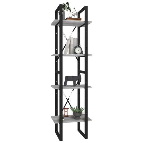 Bogreol m. 4 hylder 40x30x140 cm konstrueret træ grå sonoma