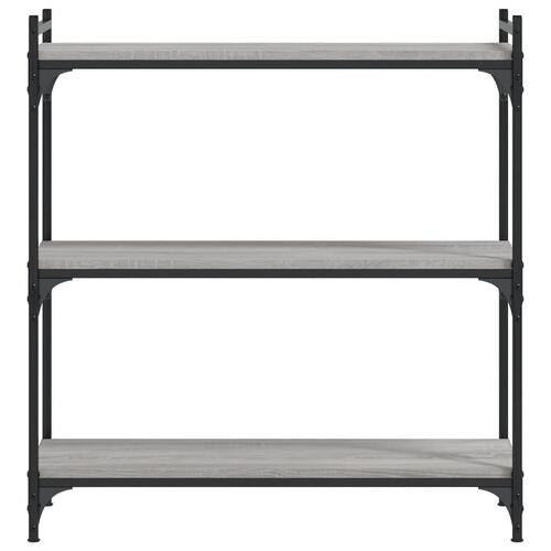 Bogreol 3 hylder 80x30x86 cm konstrueret træ grå sonoma-eg