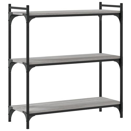 Bogreol 3 hylder 80x30x86 cm konstrueret træ grå sonoma-eg