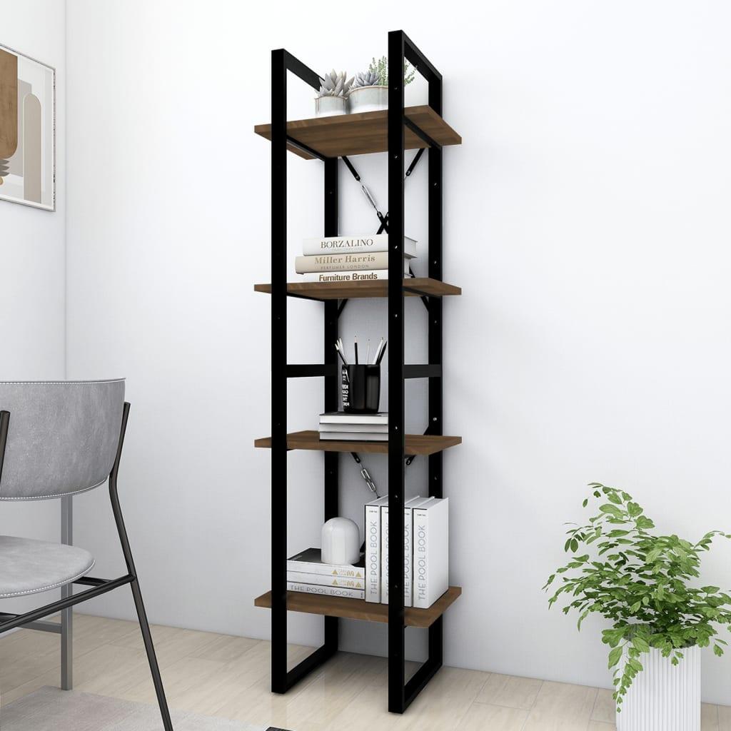 Bogreol m. 4 hylder 40x30x140 cm konstrueret træ brun egetræ