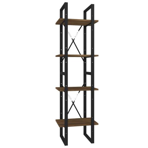 Bogreol m. 4 hylder 40x30x140 cm konstrueret træ brun egetræ