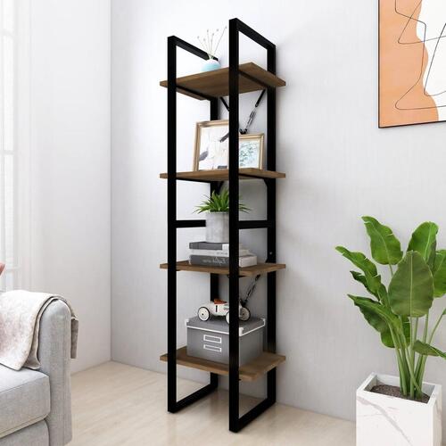 Bogreol m. 4 hylder 40x30x140 cm konstrueret træ brun egetræ