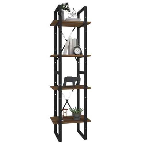 Bogreol m. 4 hylder 40x30x140 cm konstrueret træ brun egetræ
