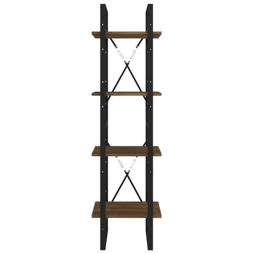 Bogreol m. 4 hylder 40x30x140 cm konstrueret træ brun egetræ
