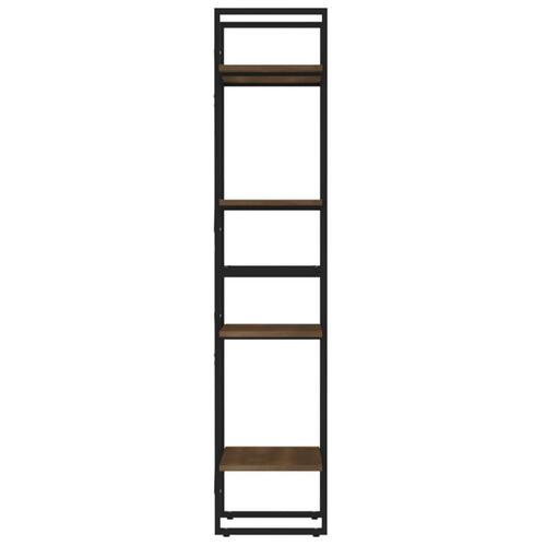 Bogreol m. 4 hylder 40x30x140 cm konstrueret træ brun egetræ