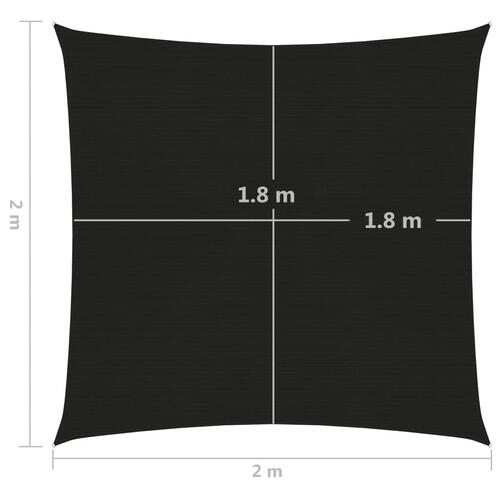 Solsejl 2x2 m 160 g/m² HDPE sort