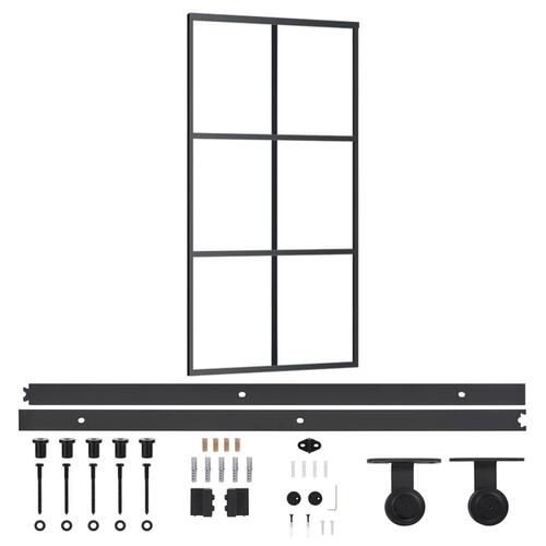 Skydedør m. monteringssæt 102x205 cm sikkerhedsglas og aluminium