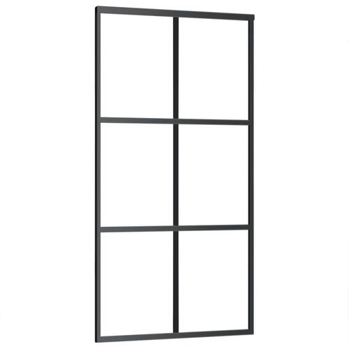 Skydedør m. monteringssæt 102x205 cm sikkerhedsglas og aluminium