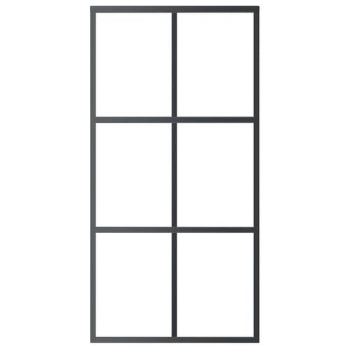 Skydedør m. monteringssæt 102x205 cm sikkerhedsglas og aluminium