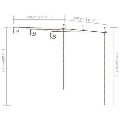 Pergola 3x3x2,5 m jern antikbrun