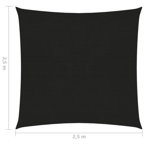 Solsejl 2,5x2,5 m 160 g/m² HDPE sort