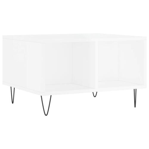 Sofabord 60x50x36,5 cm konstrueret træ hvid højglans