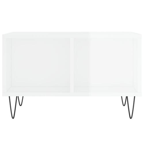 Sofabord 60x50x36,5 cm konstrueret træ hvid højglans