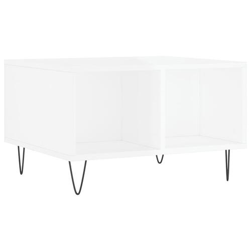 Sofabord 60x50x36,5 cm konstrueret træ hvid højglans