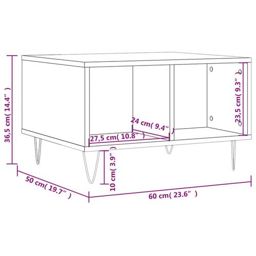 Sofabord 60x50x36,5 cm konstrueret træ hvid højglans