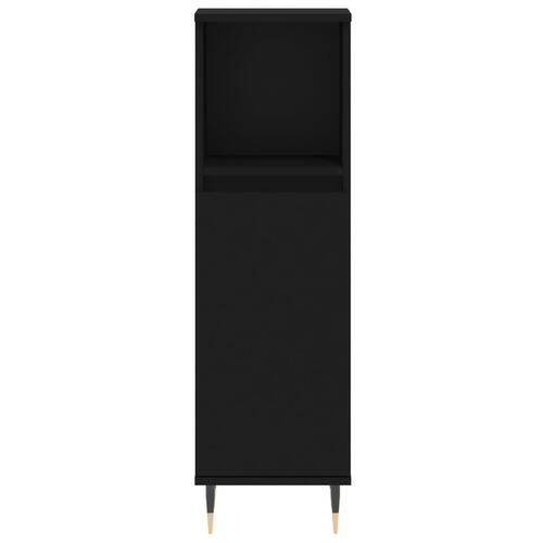Badeværelsesskab 30x30x100 cm konstrueret træ sort