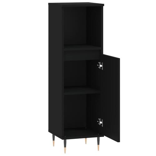 Badeværelsesskab 30x30x100 cm konstrueret træ sort