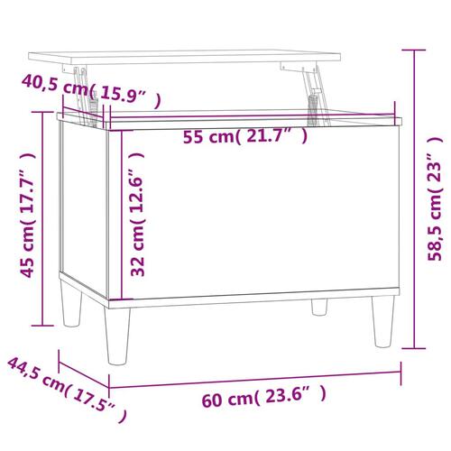 Sofabord 60x44,5x45 cm konstrueret træ hvid