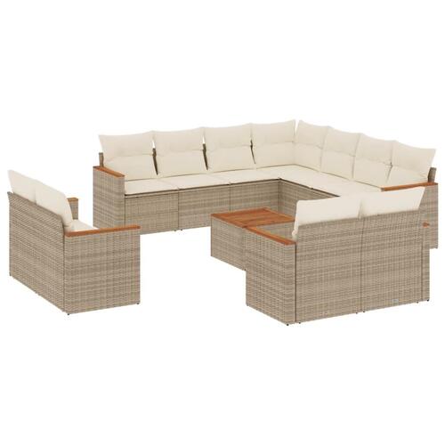 Sofasæt til haven 12 dele med hynder polyrattan beige