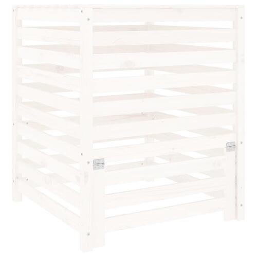 Kompostbeholder 82,5x82,5x99,5 cm massivt fyrretræ hvid