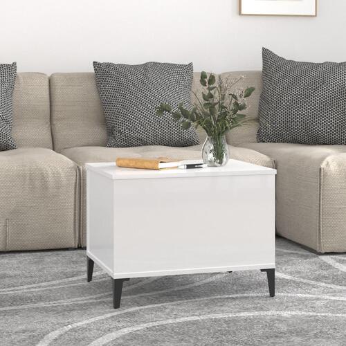 Sofabord 60x44,5x45 cm konstrueret træ hvid højglans