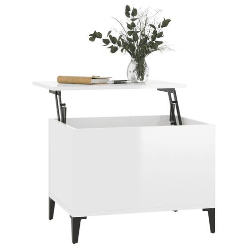 Sofabord 60x44,5x45 cm konstrueret træ hvid højglans