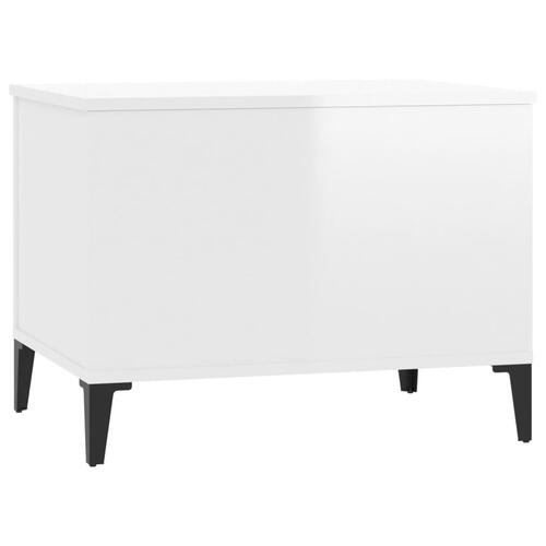 Sofabord 60x44,5x45 cm konstrueret træ hvid højglans