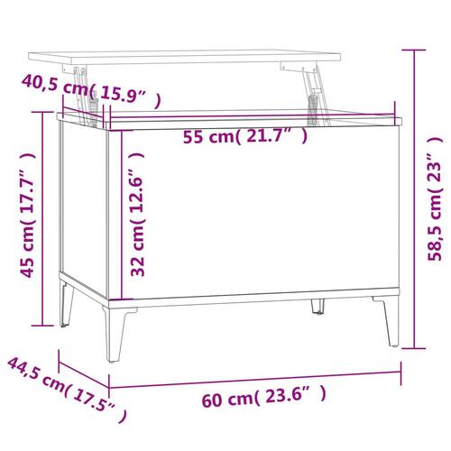 Sofabord 60x44,5x45 cm konstrueret træ hvid højglans