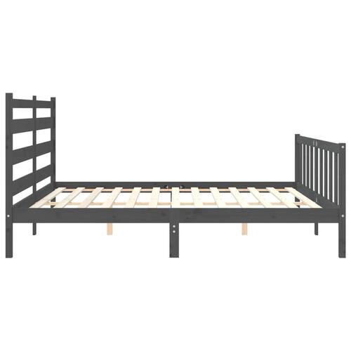 Sengeramme med sengegavl 200x200 cm massivt træ grå