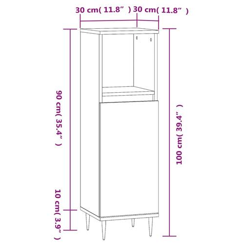 Badeværelsesskab 30x30x100 cm konstrueret træ hvid