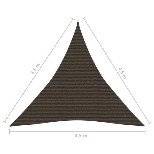 Solsejl 4,5x4,5x4,5 m 160 g/m² HDPE brun