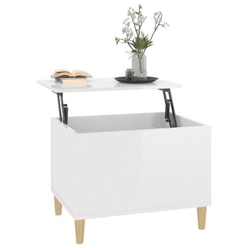 Sofabord 60x44,5x45 cm konstrueret træ hvid højglans