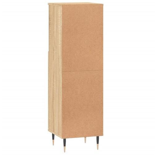 Badeværelsesskab 30x30x100 cm konstrueret træ sonoma-eg