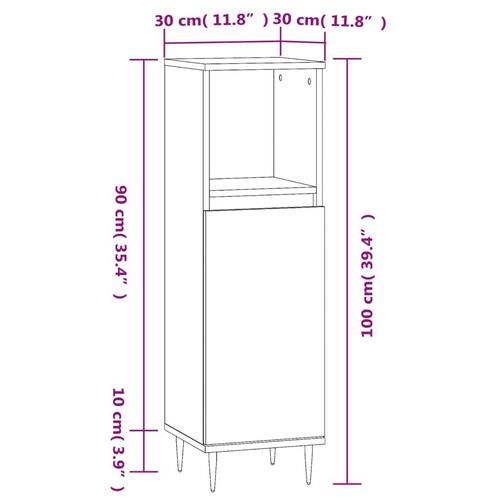 Badeværelsesskab 30x30x100 cm konstrueret træ sonoma-eg