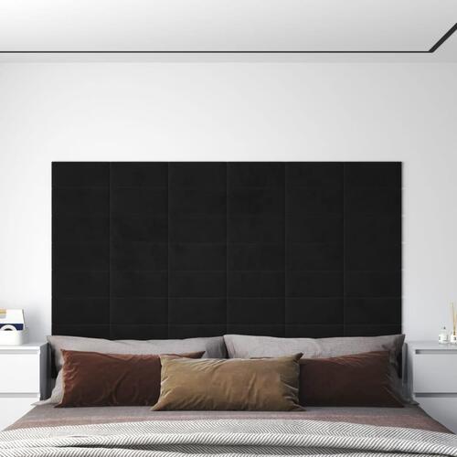 Vægpaneler 12 stk. 30x15 cm 0,54 m² fløjl sort